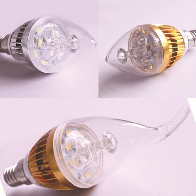5W Silver 180° Warm White E14 LED Candle Bulb