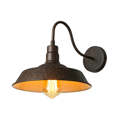 Mottled Rust Single Light Down Light Small Gooseneck Barn Wall Light