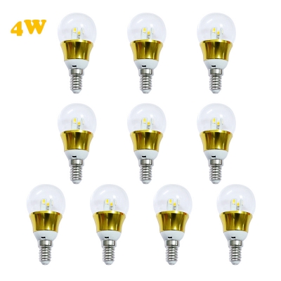 10Pcs 6000K 4W 85-265V E14 Mini LED Ball Bulb in Gold Fiinish