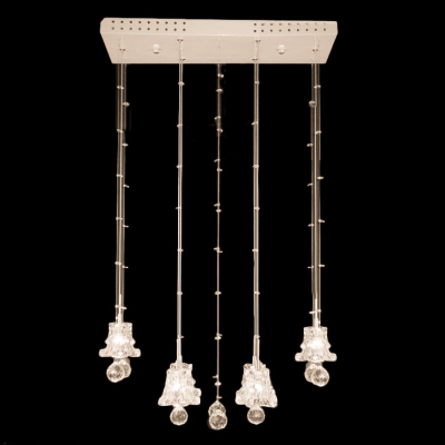Four Clear Crystal Shades Lend Charm to Multi Light Pendant Fixture Stunning Appeal