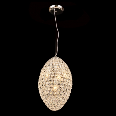 Oval Chrome Finished Magnificent and Bold Mini Crystal Pendant Light