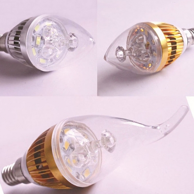 10Pcs 5W Golden 180°  Cool White LED E14 Candle Bulb