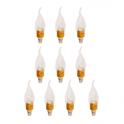 10Pcs Warm White E14 Candle Bulb 3W Golden 360