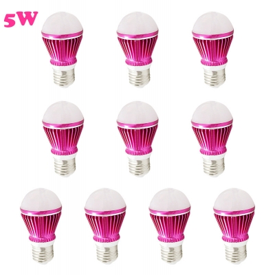 10Pcs Rose Red 300lm E27 5W Warm White Light