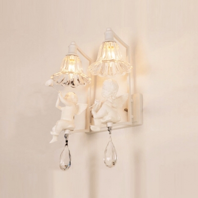Charming Double Light Wall Sconce Adorned with Pure Angles and  Beautiful Crystal Drops