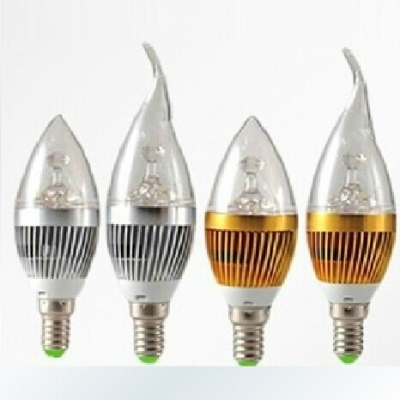 Cool White 180lm 85-265V E14 3W Silver Candle Bulb