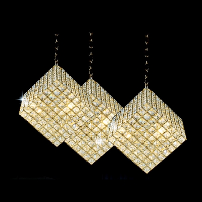 Cube Glittering Crystal Beads Large Pendant Light Shine with High Quality Crystals