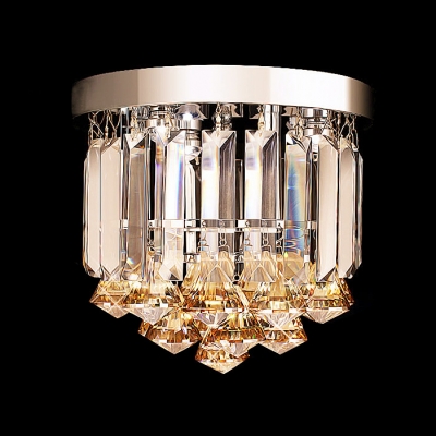 Gorgeous Amber Crystal Droplets Small Flush Mount Foyer Lights