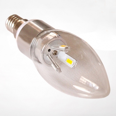 Silver 360° Cool White E14 LED Candle Bulb 3W