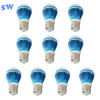 10Pcs Sky Blue 300lm E27 5W Warm White Light