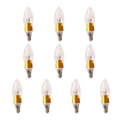 10Pcs E14 Candle Bulb 3W Golden 360 Warm White