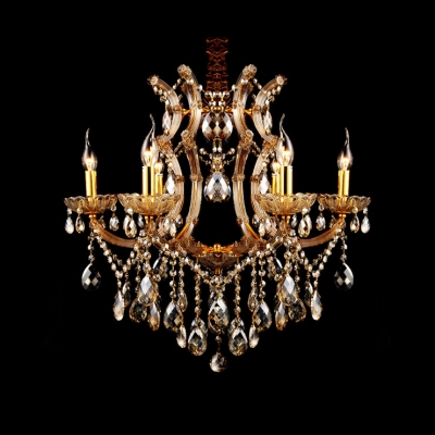 Decorative and Elegant Crystal Chandelier Finished in Gold Enhanced Touch of Regal