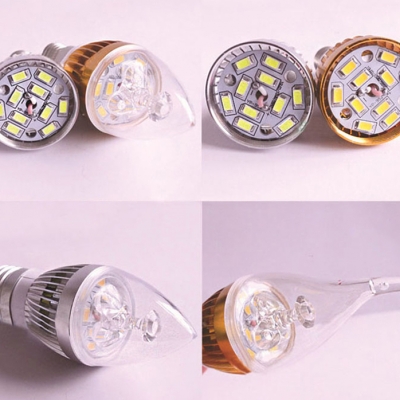 10Pcs  Cool White LED Candle Bulb 5W Silver E27   180°
