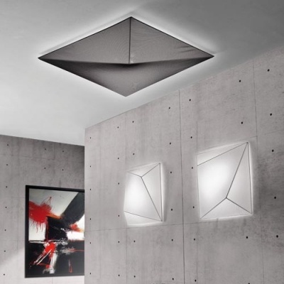Bold Design Elastic Fabric Square Classic Designer Flush Mount Ceiling Light