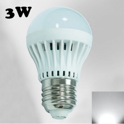 LED Globe Bulb 220V 180°SMD2835 PC Cool White  E27 3W