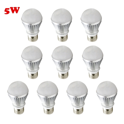 10Pcs Silver 300lm E27 5W Warm White Light LED Bulb