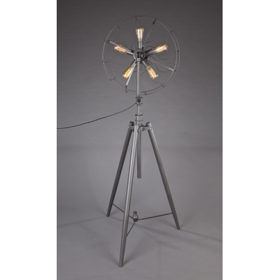 Five-light Industrial Whimsical Iron Fan Large LED Floor Lamp