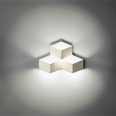 Cube Wall Lights in Designer Style Three Lights White Finished