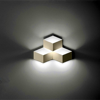 Cube Wall Lights in Designer Style Three Lights White Finished