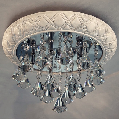 Traditional Round Shape Crystal Flush Mount Light or Pendant