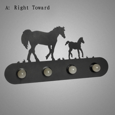 LOFT Rustic LED Wall Washer Four Lights with Horse Decoration