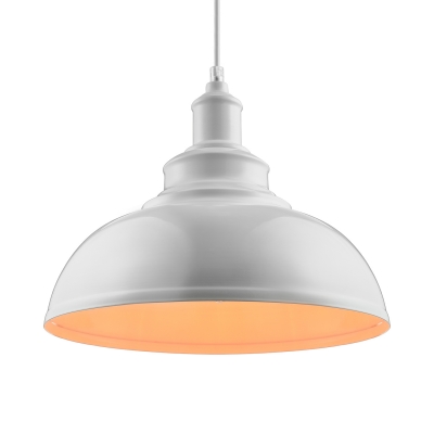 Industrial Dome Pendant Lamp in White Indoor Single Ceiling Pendant for Kitchen Bedroom Farmhouse