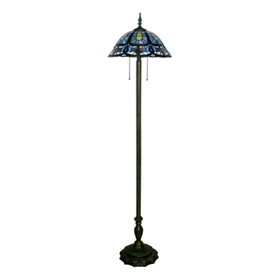Traditional Living Room Floor Lamp 65 Inch High in Tiffany Style with Pull Chain