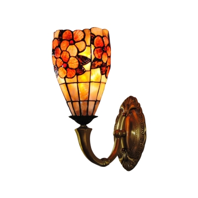 Shell Stained Glass 12 Inch High Tiffany One-light Upward Wall Sconce