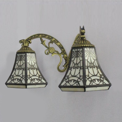 Bell Shape Lodge Style 2 Lights Tiffany Wall Lamp
