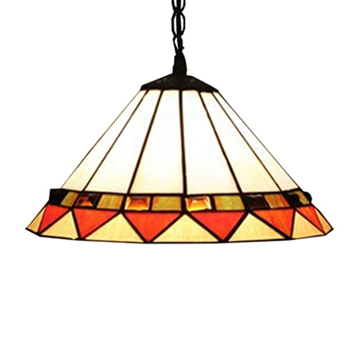 Umbrella Shade White Stained Glass 16 Inch Hanging Pendant Lighting