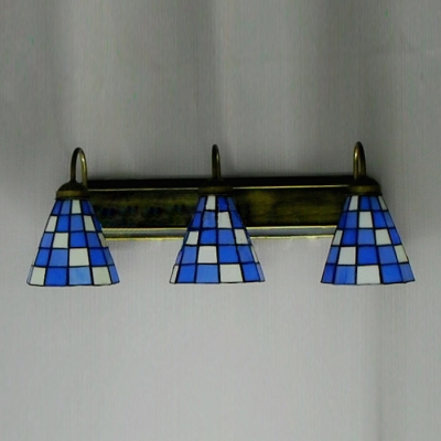 Up or Down Three-light Blue Colored Bathroom Tiffany Wall Sconce 24 Inch