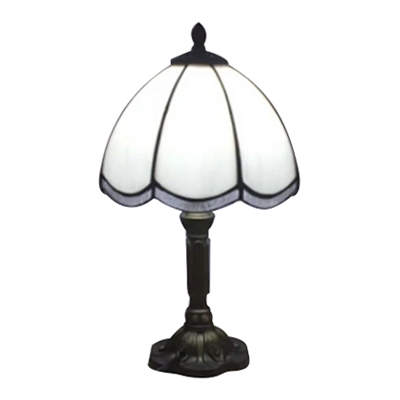 8 Inch Blue/White Glass Tiffany Style One-light Bedside Table Lamp
