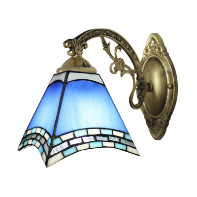 Euro Style Blue Stained Glass Tiffany Down-light Wall Sconce
