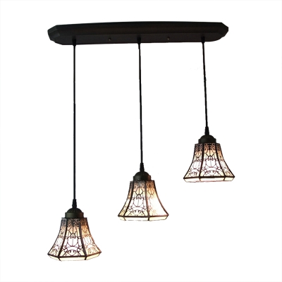 

Lodge Style 3 Lights Bell Shade Adjustable Tiffany Pendant, HL403952