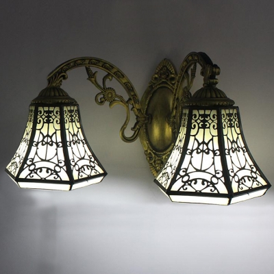 Bell Shape Lodge Style 2 Lights Tiffany Wall Lamp