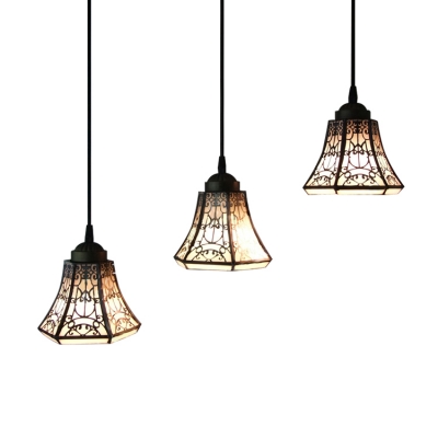 Lodge Style  3 Lights Bell Shade Adjustable Tiffany Pendant