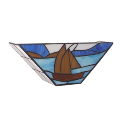 12 Inch Pirate Sailboat Blue Stained Glass Tiffany One-light Wall Washer
