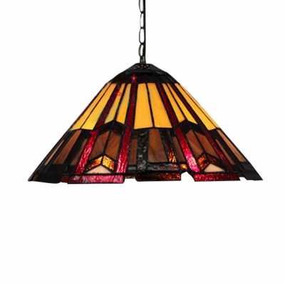 Downward Umbrella Shade 12 Inch Hanging Pendant Lighting in Tiffany Stained Glass Style