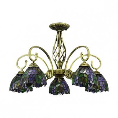 24 Inch Wide Grape Motif Five-light Tiffany Chandelier Ceiling Light