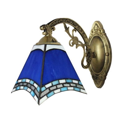 Euro Style Blue Stained Glass Tiffany Down-light Wall Sconce