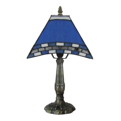 Bedside Table Lamp with One-light in Blue Stained Glass Tiffany Style