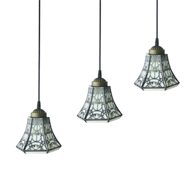 Lodge Style  3 Lights Bell Shade Adjustable Tiffany Pendant