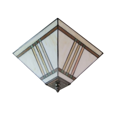 Concise Euro Style Pattern 11 Inch Flush Munt Ceiling Light in Tiffany Stained Glass Style
