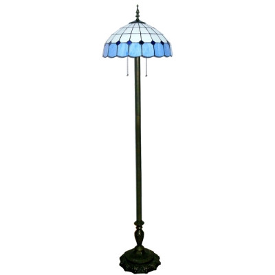 65 Inch High Living Room Floor Lamp in Tiffany Blue and White Stained Glass Style