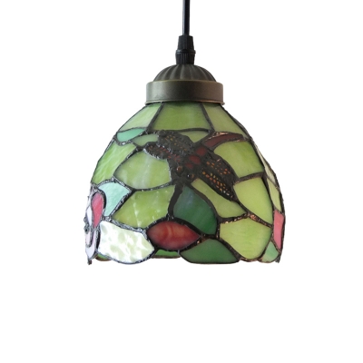 Tiffany Mini Hanging Pendant Lighting Country Style 5 Inch  with Dragonfly Pattern