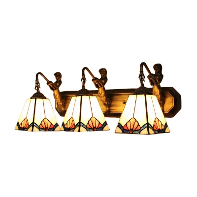 Tiffany Style Abstract Motif Mermaid 3 Lights Wall Sconce