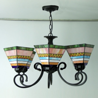 30'' Wide Six Lights Colorful Mission Style Tiffany Chandelier with Adjustable Chain