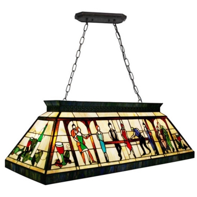 Fancy Hand-made Stained Glass Tiffany Four-light Pool Table Pendant Lighting