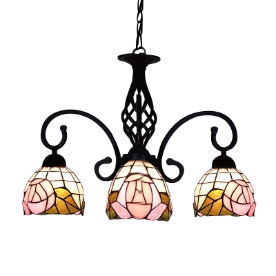 

Tiffany Three-light Chandelier with Pink Rose Pattern, HL402940