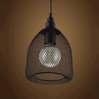 Vintage Black Industrial Rustic Metal Mesh LED Pendant Light Ceiling Lamp Shade